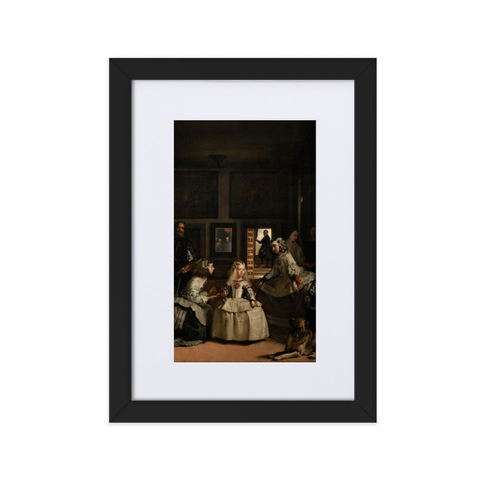 Las Meninas, Diego Velázquez - Poster im Rahmen mit Passepartout Diego Velázquez Schwarz / 21×30 cm artlia