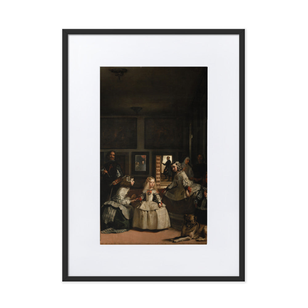 Las Meninas, Diego Velázquez - Poster im Rahmen mit Passepartout Diego Velázquez Schwarz / 50×70 cm artlia