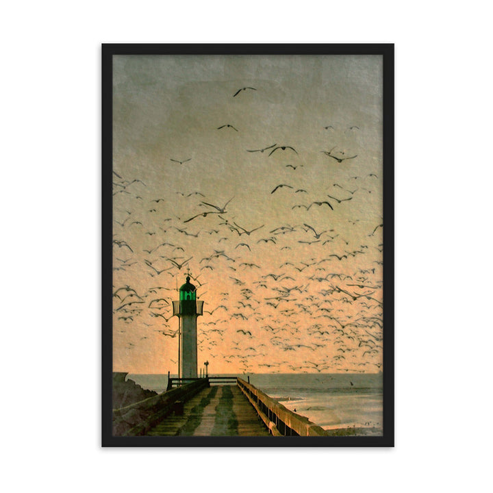 Leuchtturm - Poster im Rahmen Kuratoren von artlia Schwarz / 50×70 cm artlia