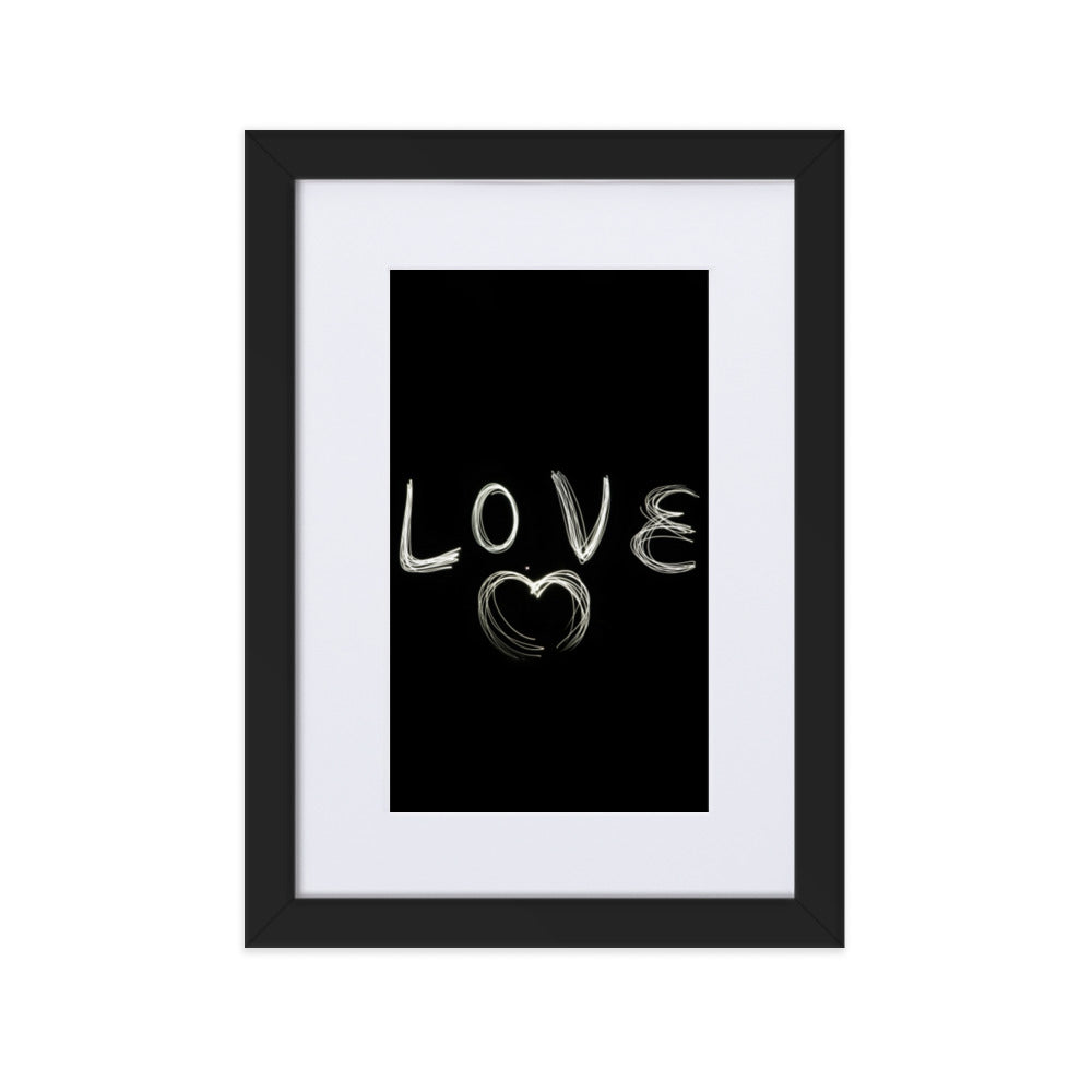 Love with Heart - Poster im Rahmen mit Passepartout Kuratoren von artlia Schwarz / 21×30 cm artlia