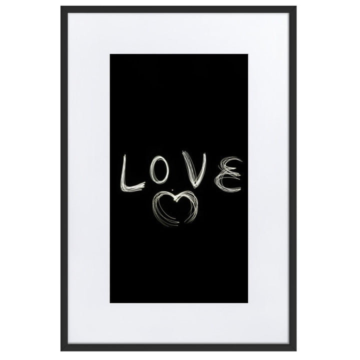 Love with Heart - Poster im Rahmen mit Passepartout Kuratoren von artlia Schwarz / 61×91 cm artlia