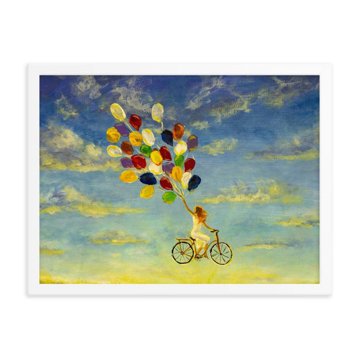 Luftballons am Himmel - Poster im Rahmen Kuratoren von artlia weiß / 30x41 cm artlia