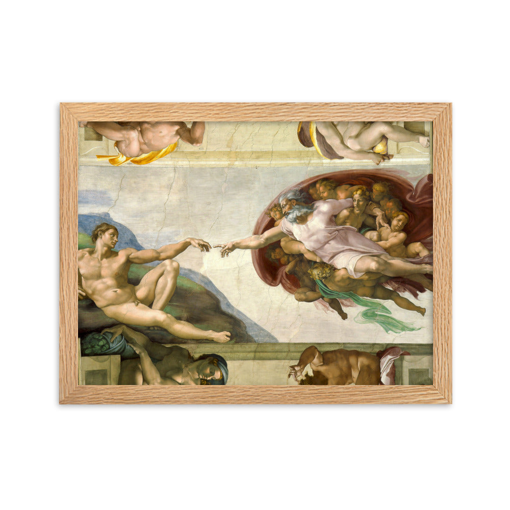 Michelangelo, Creation of Adam - Poster im Rahmen Michelangelo Oak / 30×40 cm artlia