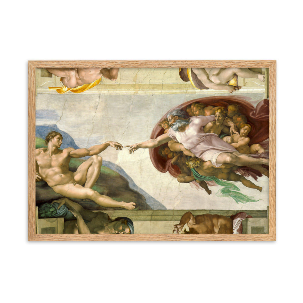 Michelangelo, Creation of Adam - Poster im Rahmen Michelangelo Oak / 50×70 cm artlia