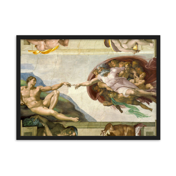 Michelangelo, Creation of Adam - Poster im Rahmen Michelangelo Schwarz / 50×70 cm artlia