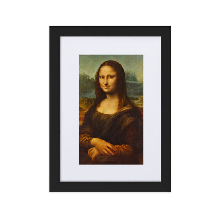 Mona Lisa - Poster im Rahmen mit Passepartout Leonardo da Vinci Schwarz / 21×30 cm artlia