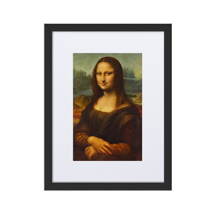 Mona Lisa - Poster im Rahmen mit Passepartout Leonardo da Vinci Schwarz / 30×40 cm artlia