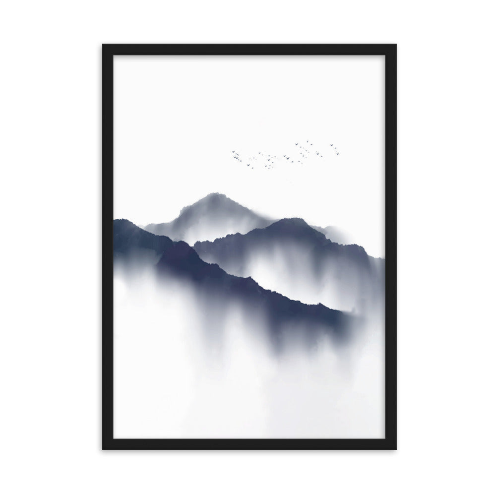 neblige Berge - Poster im Rahmen Kuratoren von artlia Schwarz / 50×70 cm artlia