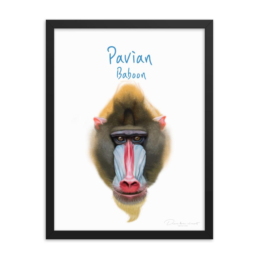 Pavian - Poster im Rahmen für Kinder dear.bon.vivant schwarz / 30x41 cm artlia