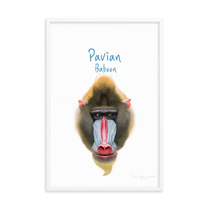 Pavian - Poster im Rahmen für Kinder dear.bon.vivant weiß / 61x91 cm artlia