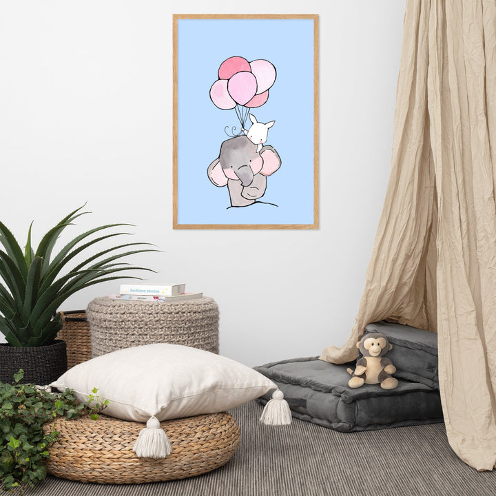 Poster - Elefant und Hase mit Luftballon Kuratoren von artlia artlia
