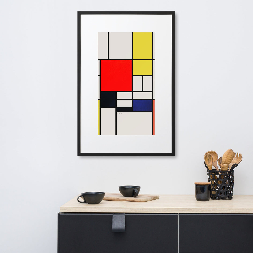 Poster mit Passepartout - Mondrian, Composition with red yellow black gray and blue Piet Mondrian artlia