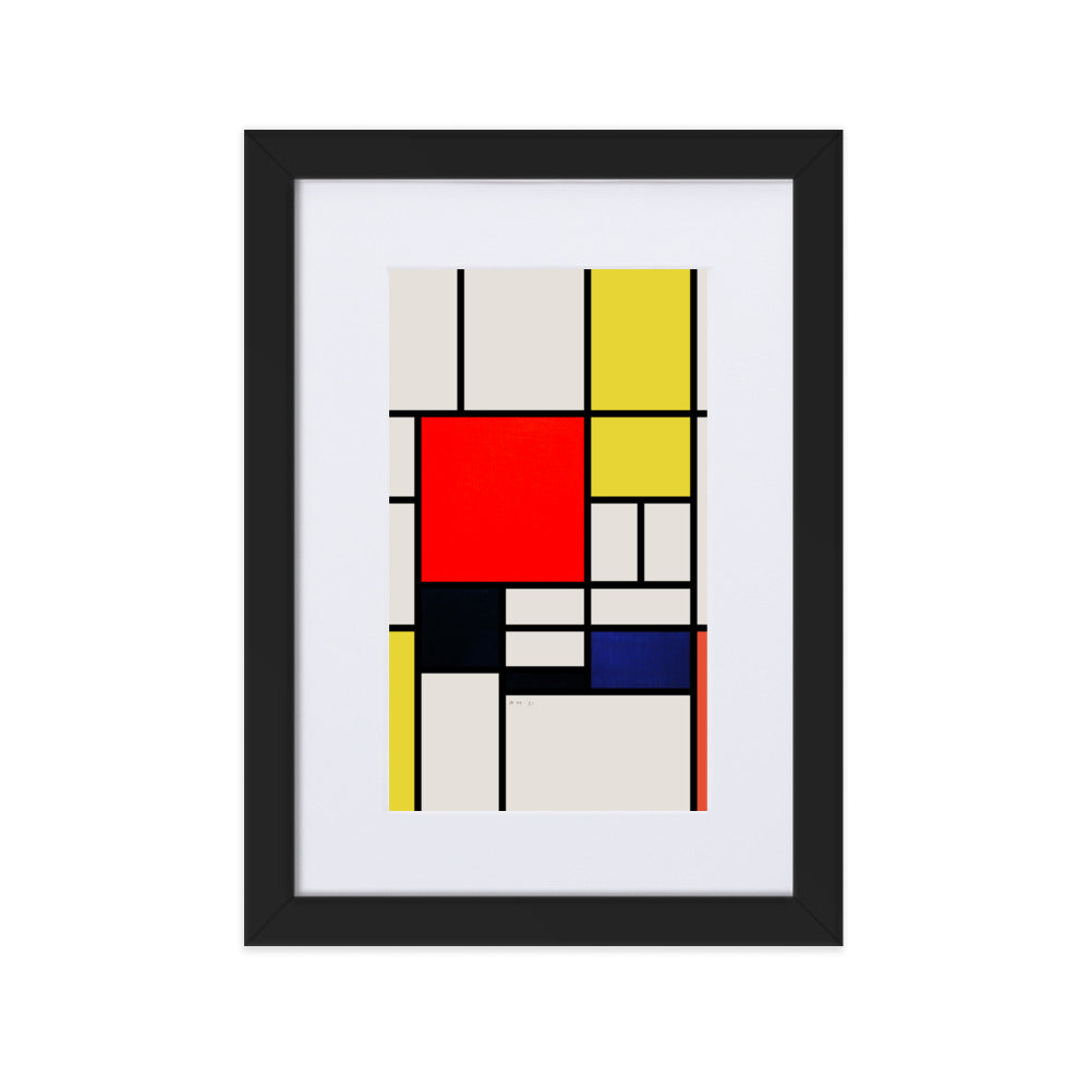 Poster mit Passepartout - Mondrian, Composition with red yellow black gray and blue Piet Mondrian Schwarz / 21×30 cm artlia