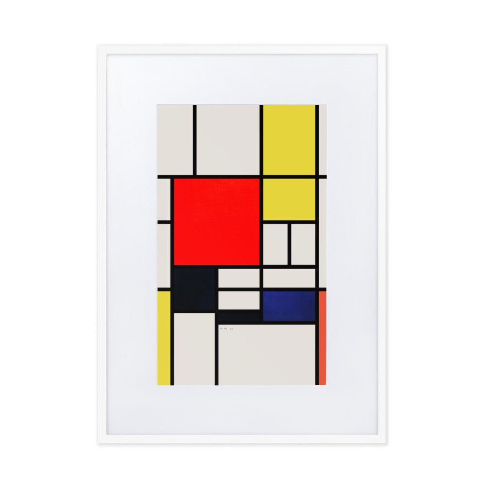 Poster mit Passepartout - Mondrian, Composition with red yellow black gray and blue Piet Mondrian Weiß / 50×70 cm artlia