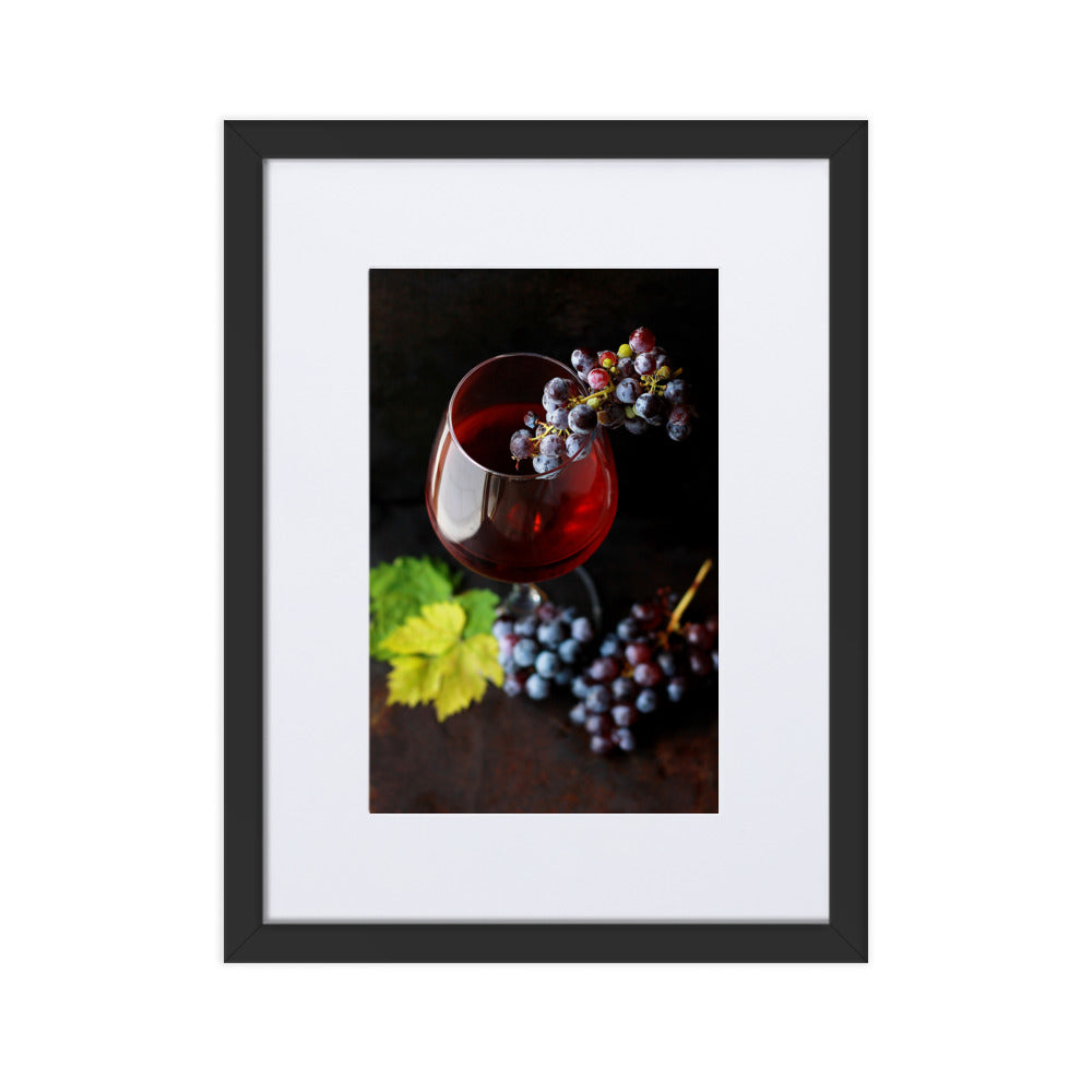 Poster mit Passepartout - Wein und Trauben Kuratoren von artlia Schwarz / 30×40 cm artlia