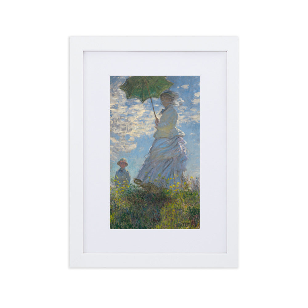 Poster mit Passepartout - Woman with a Parasol - Madame Monet and Her Son Claude Monet Weiß / 21×30 cm artlia
