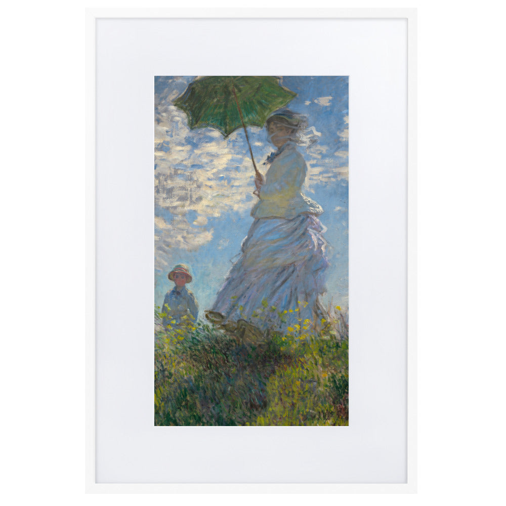 Poster mit Passepartout - Woman with a Parasol - Madame Monet and Her Son Claude Monet Weiß / 61×91 cm artlia