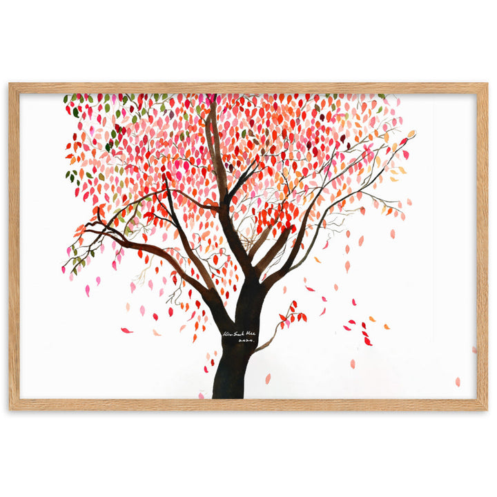 Poster mit Rahmen - falling Leaves, Gravity Seokhee Kim Oak / 61×91 cm artlia
