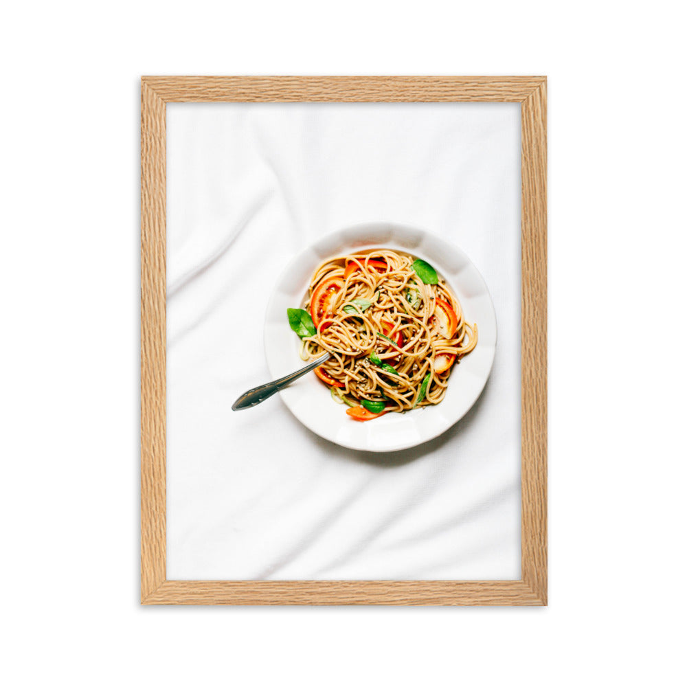 Poster mit Rahmen - leckere Spaghetti Kuratoren von artlia Oak / 30×40 cm artlia