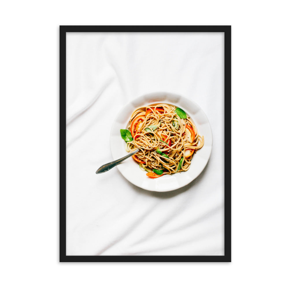 Poster mit Rahmen - leckere Spaghetti Kuratoren von artlia Schwarz / 50×70 cm artlia