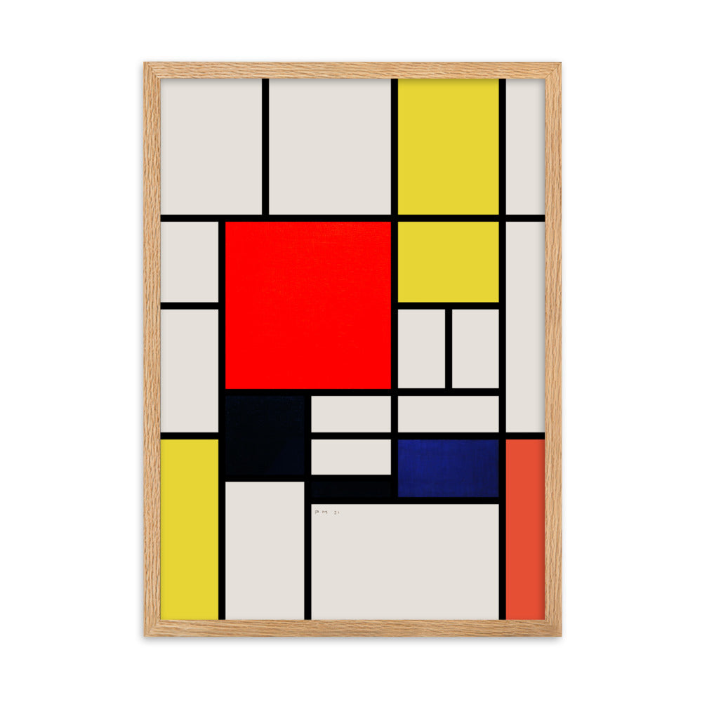 Poster mit Rahmen - Mondrian, Composition with red yellow black gray and blue Piet Mondrian Oak / 50×70 cm artlia