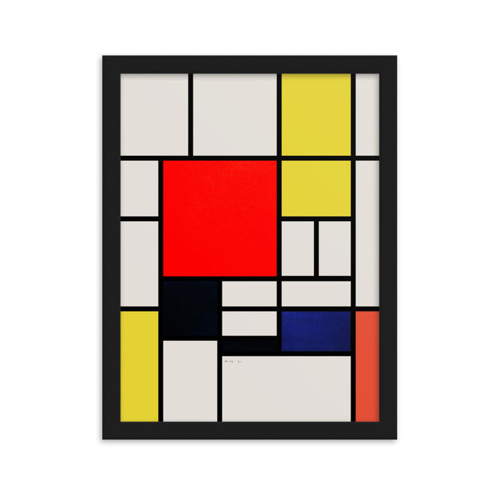 Poster mit Rahmen - Mondrian, Composition with red yellow black gray and blue Piet Mondrian Schwarz / 30×40 cm artlia