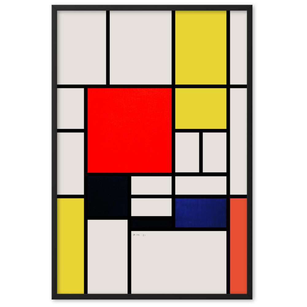 Poster mit Rahmen - Mondrian, Composition with red yellow black gray and blue Piet Mondrian Schwarz / 61×91 cm artlia