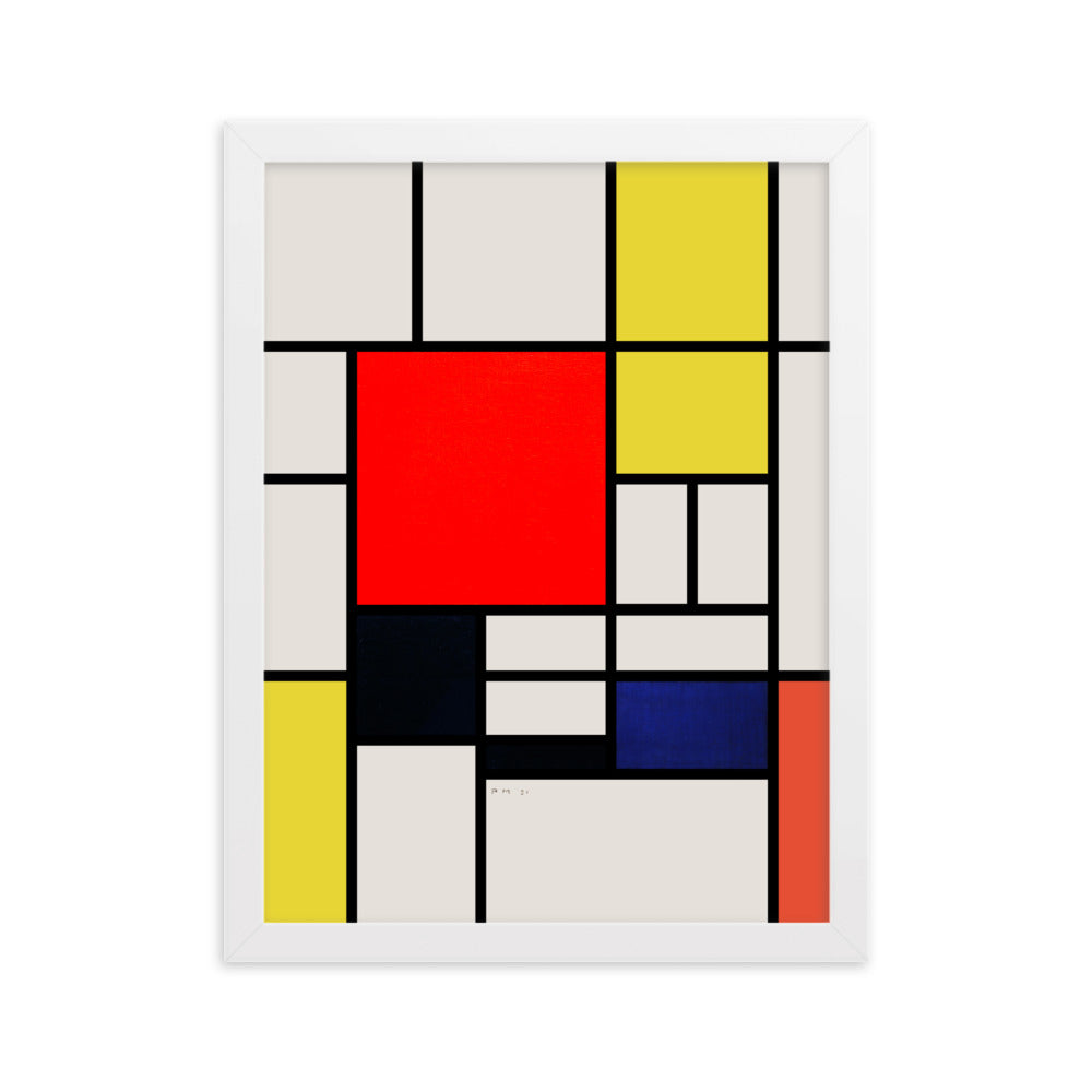 Poster mit Rahmen - Mondrian, Composition with red yellow black gray and blue Piet Mondrian Weiß / 30×40 cm artlia