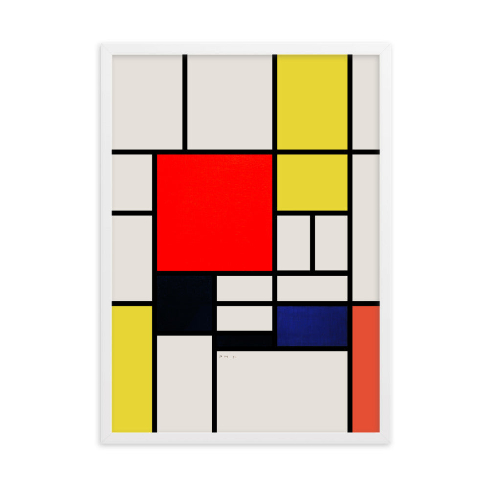 Poster mit Rahmen - Mondrian, Composition with red yellow black gray and blue Piet Mondrian Weiß / 50×70 cm artlia