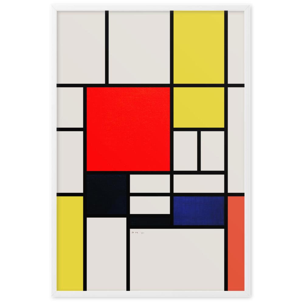 Poster mit Rahmen - Mondrian, Composition with red yellow black gray and blue Piet Mondrian Weiß / 61×91 cm artlia