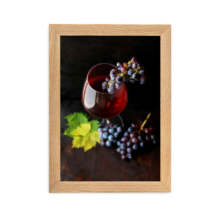 Poster mit Rahmen - Wein und Trauben Kuratoren von artlia Oak / 21×30 cm artlia