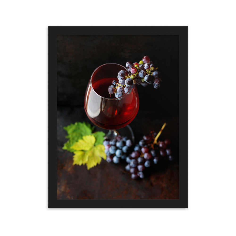 Poster mit Rahmen - Wein und Trauben Kuratoren von artlia Schwarz / 30×40 cm artlia