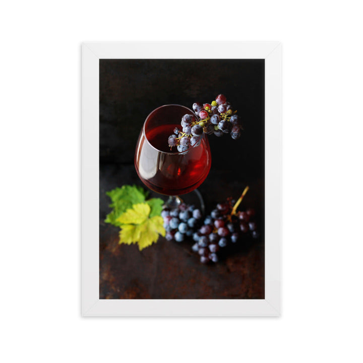 Poster mit Rahmen - Wein und Trauben Kuratoren von artlia Weiß / 21×30 cm artlia