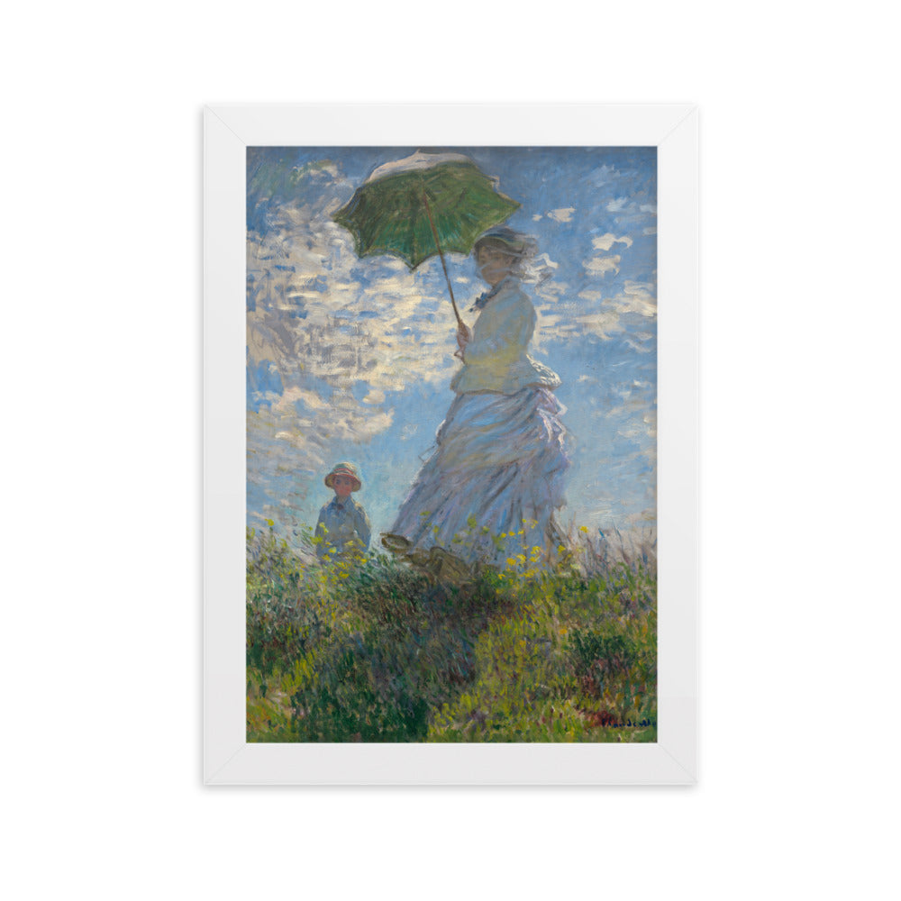 Poster mit Rahmen - Woman with a Parasol - Madame Monet and Her Son Claude Monet Weiß / 21×30 cm artlia