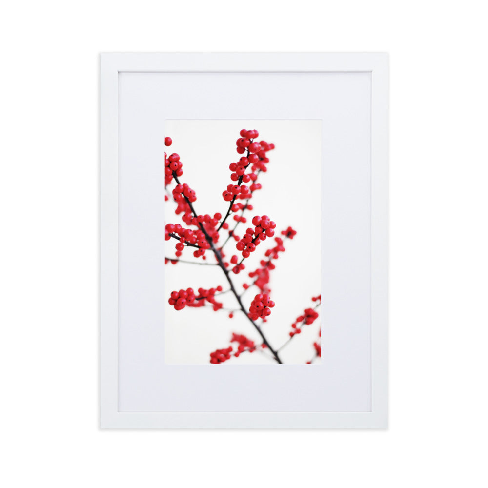 Red Berries - Poster im Rahmen mit Passepartout Kuratoren von artlia Weiß / 30×40 cm artlia