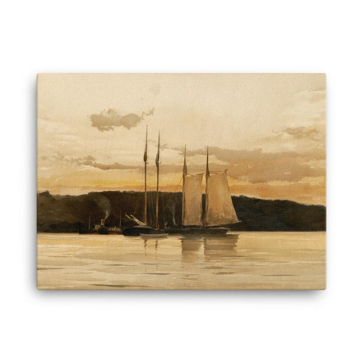 Schiffe im Sonnenuntergang - Leinwand Boston Public Library 30x41 cm artlia