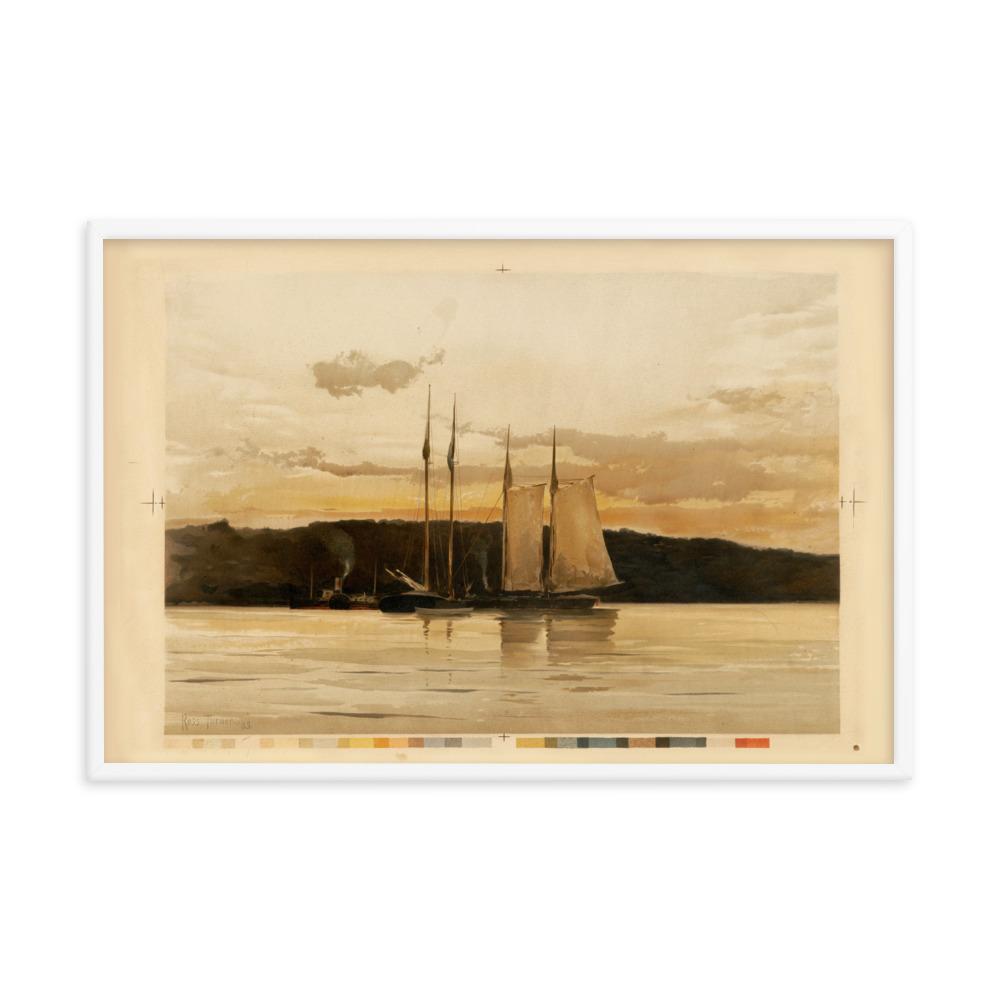 Schiffe im Sonnenuntergang - Poster Boston Public Library artlia