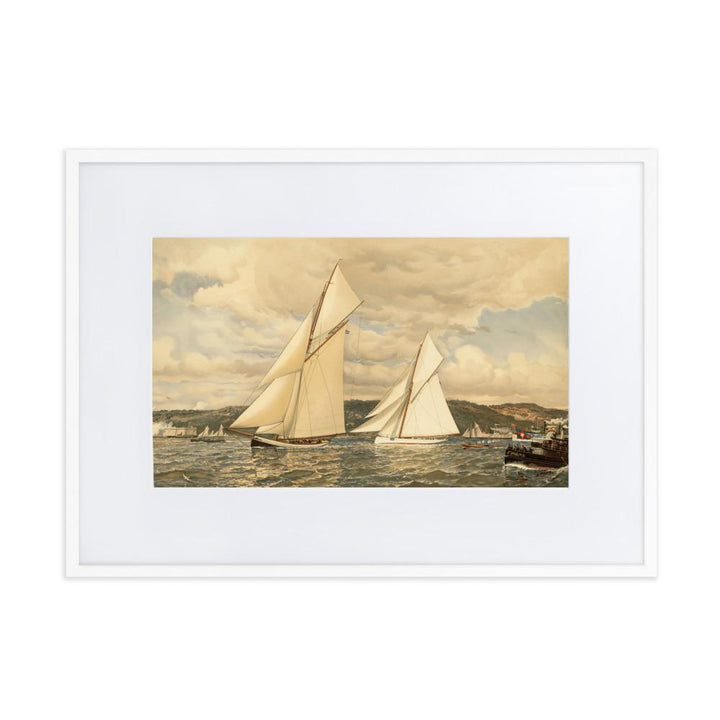 Schiffsrennen - Poster im Rahmen mit Passepartout Boston Public Library weiß / 50×70 cm artlia