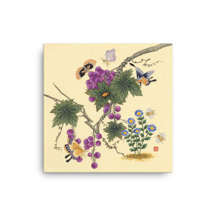 Schmetterlinge auf Traubenbaum - Leinwand artlia 16″×16″ artlia