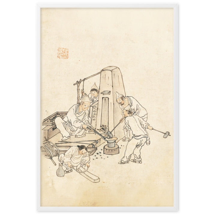Schmiede, Kim Hong-do - Poster im Rahmen Hong-do Kim Weiß / 61×91 cm artlia