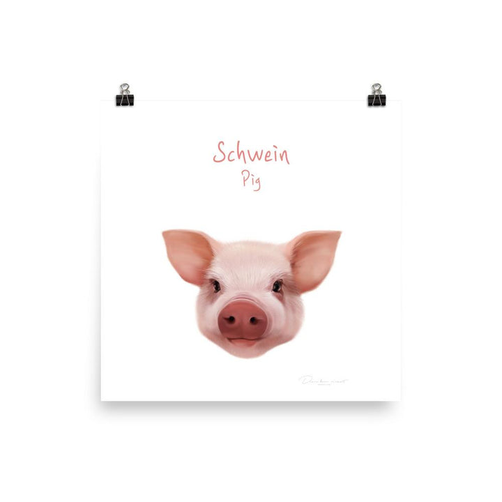 Schwein - Tier Poster für Kinder dear.bon.vivant 25x25 cm artlia