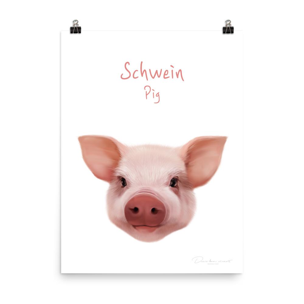 Schwein - Tier Poster für Kinder dear.bon.vivant 30x41 cm artlia