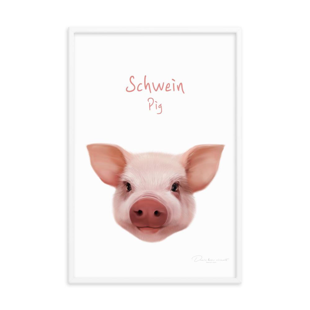 Schwein - Tier Poster für Kinder dear.bon.vivant artlia