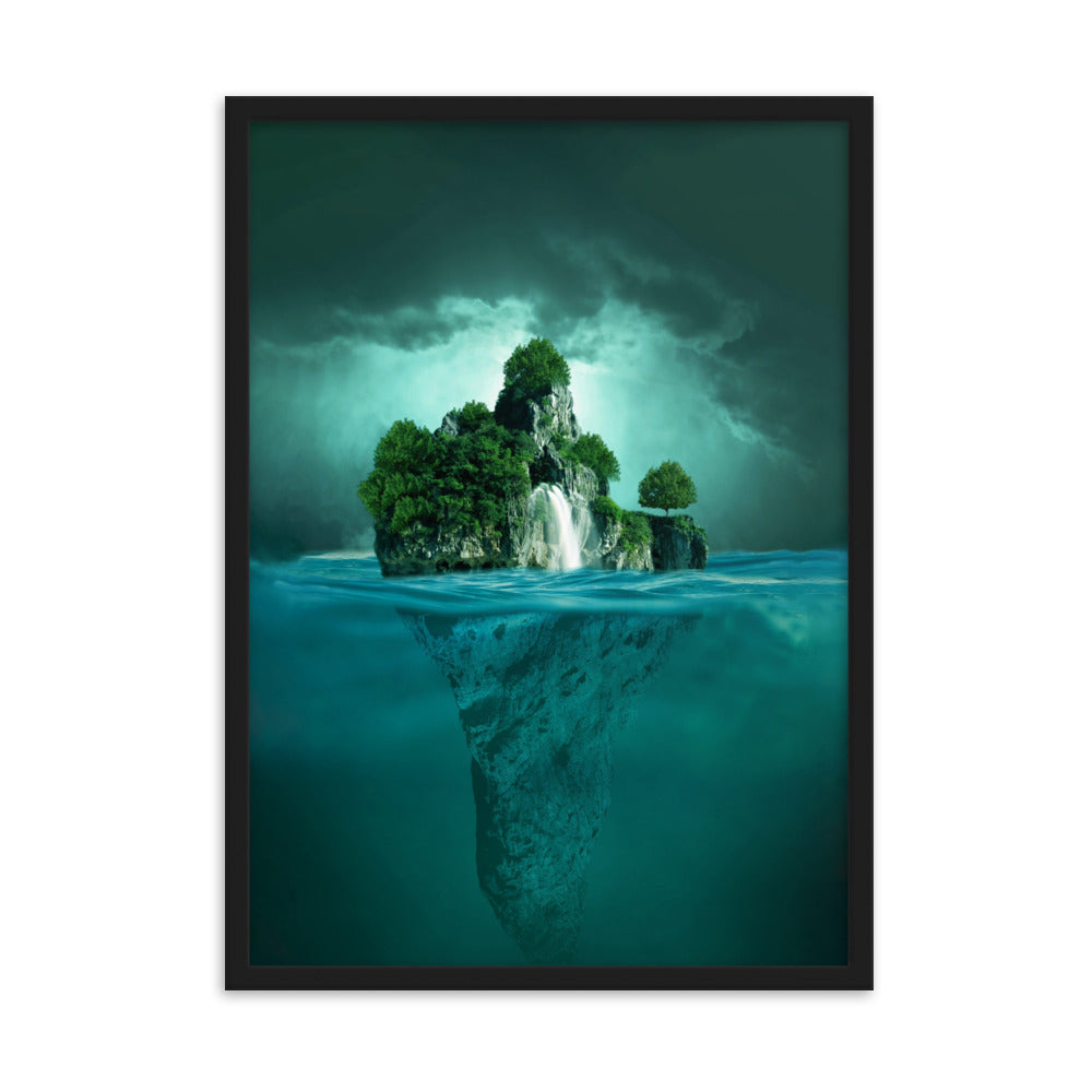 schwimmende Insel - Poster im Rahmen Kuratoren von artlia Schwarz / 50×70 cm artlia