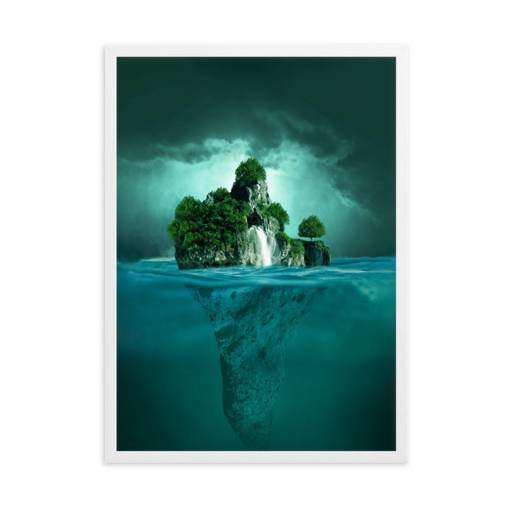 schwimmende Insel - Poster im Rahmen Kuratoren von artlia Weiß / 50×70 cm artlia