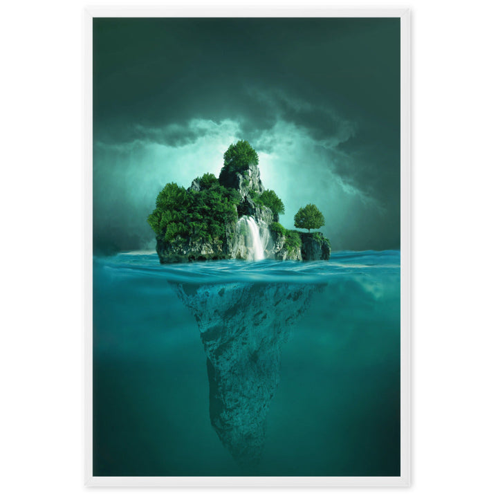 schwimmende Insel - Poster im Rahmen Kuratoren von artlia Weiß / 61×91 cm artlia