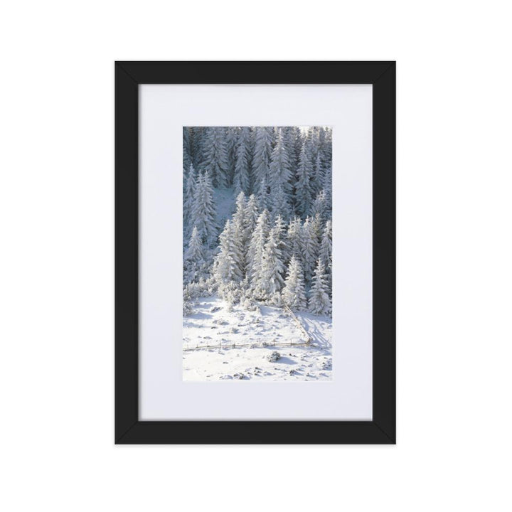 Snow Landscape 3 - Poster im Rahmen mit Passepartout artlia Schwarz / 21×30 cm artlia