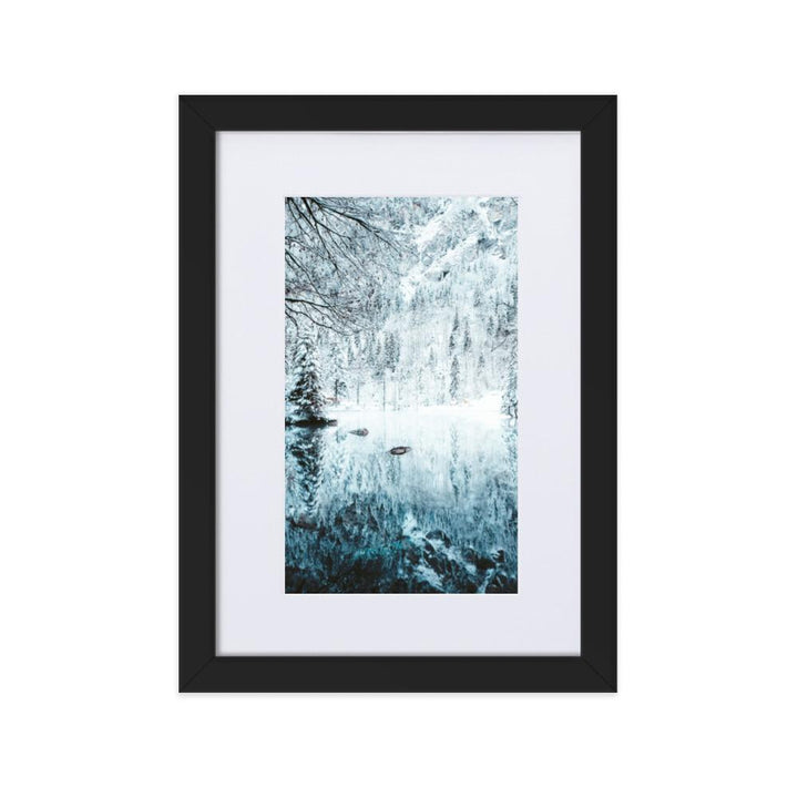 Snow Landscape 4 - Poster im Rahmen mit Passepartout artlia Schwarz / 21×30 cm artlia