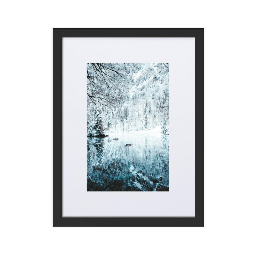 Snow Landscape 4 - Poster im Rahmen mit Passepartout artlia Schwarz / 30×40 cm artlia