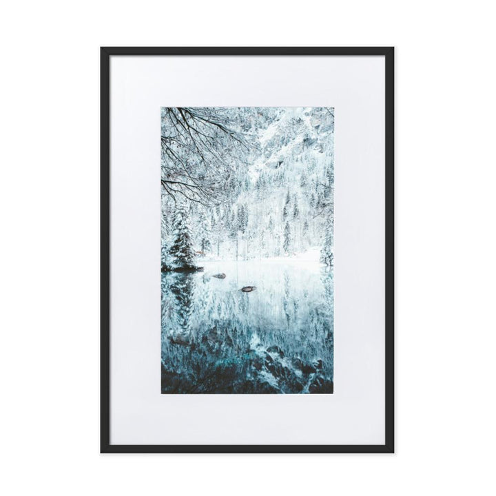 Snow Landscape 4 - Poster im Rahmen mit Passepartout artlia Schwarz / 50×70 cm artlia
